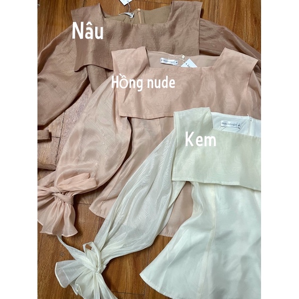 (SẴN) Lala.clothing Áo sơ mi tơ vạt thủy thủ chiết eo MD
