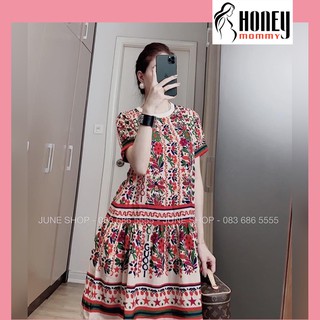 Đầm Bầu Váy Bầu Mùa Hè Mặc Ở Nhà Đi Chơi Công Sở Dáng Suông Họa Tiết Thổ Cẩm HD2849 Honey Mommy