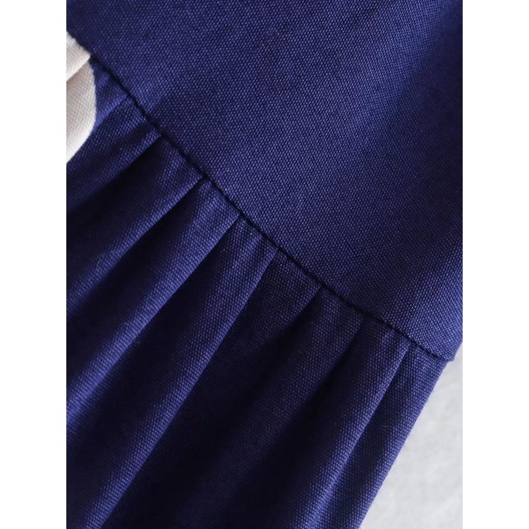 Zara Morocco full tag - Đầm Zara xanh họa tiết hoa trắng ấn tượng DH02THG50N10