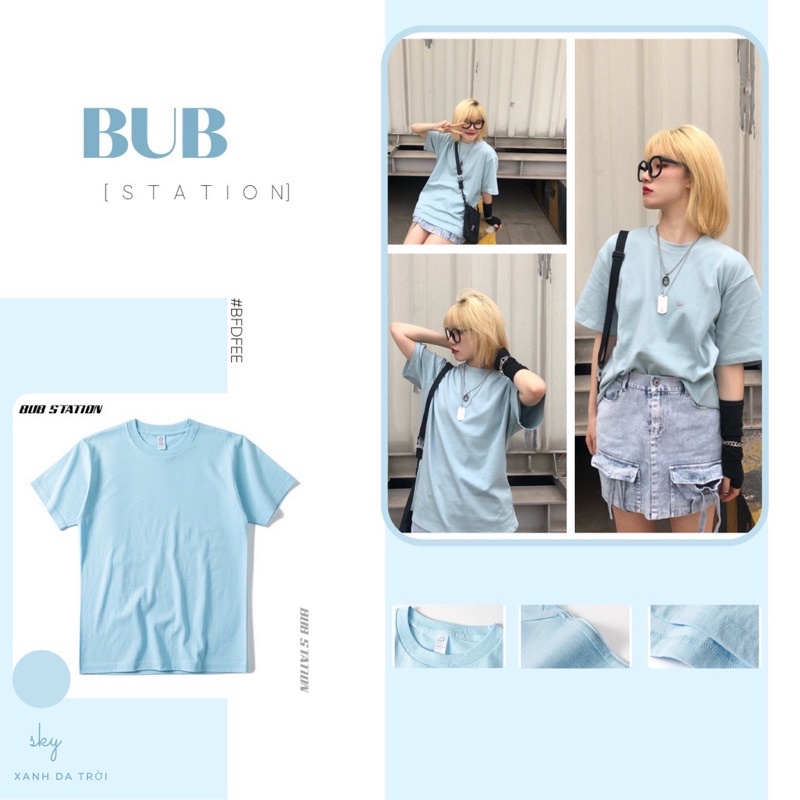 ÁO THUN MỸ COTTON 100% / XANH XANH DƯƠNG / 5H1T