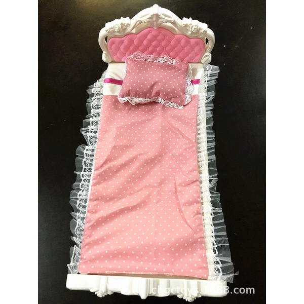Bộ giường kèm ga gối phong cách hiện đại cho búp bê barbie phụ kiện búp bê ANDATOY AD947