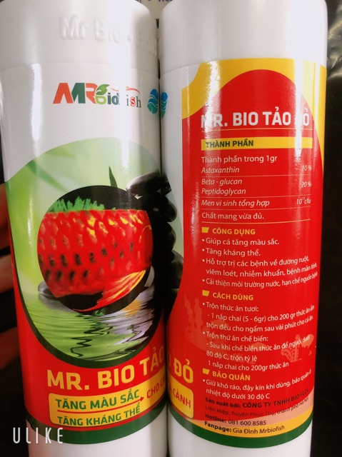 Mr Bio Tảo Đỏ - Tăng Màu Tăng Kháng Thể Cho Cá Cảnh (Hàng Công Ty)