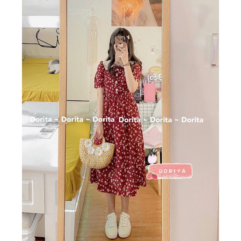 Đầm babydoll hoa nhí cổ bèo Đầm babydoll hoa nhí dáng dài - Dorita Boutique | BigBuy360 - bigbuy360.vn