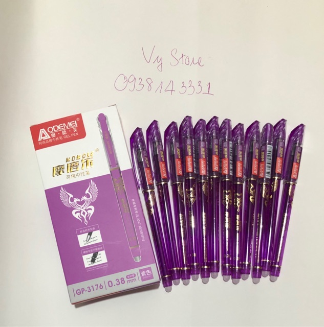 Hộp 12 Cây Viết Gel Xóa Được Aodemei Gp-3176 - Mực tím
