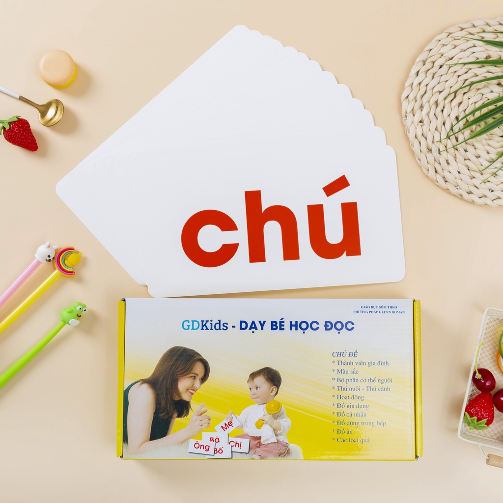 Flashcard - Dạy Trẻ Học Đọc GlennDoman - Bộ 100 thẻ học thông minh phát triển ngôn ngữ cho trẻ từ 0-6 tuổi