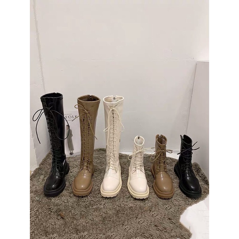 ] boot đế bánh mì buộc dây