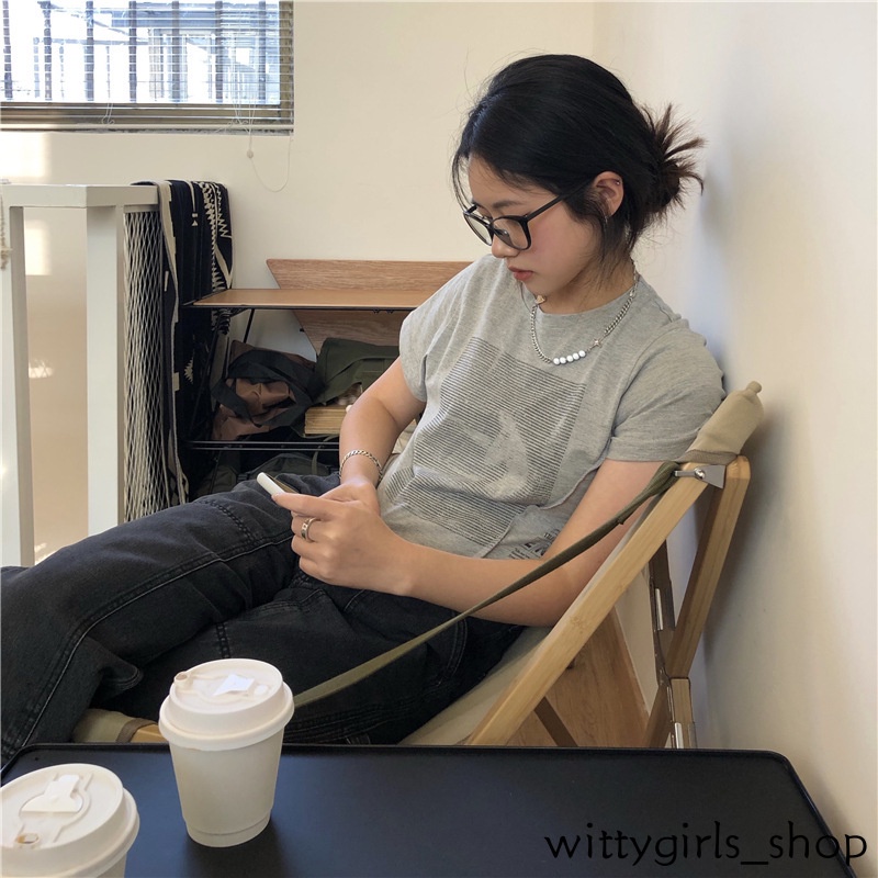 Wittygirls-áo Thun Crop Top Nữ Tay Ngắn Mùa Hè