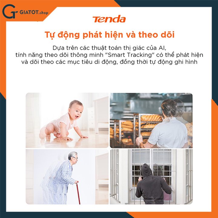 Camera IP Wifi Tenda CP6 chuẩn hình ảnh 2K xoay 360° - Chính hãng