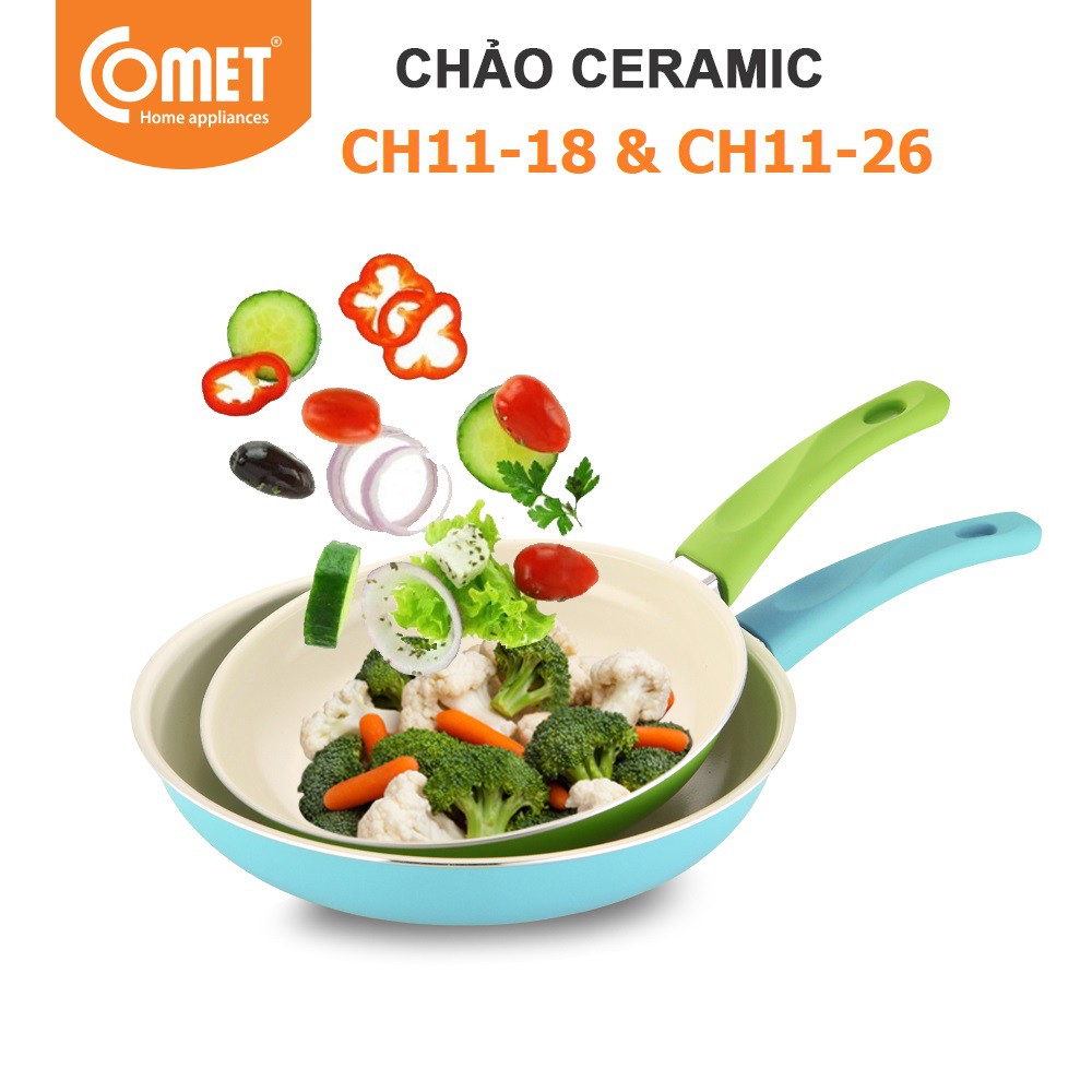 Combo chảo chống dính Ceramic An toàn Comet CH11-18 &amp; CH11 - 26