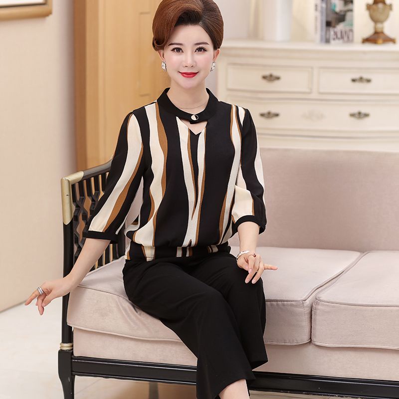 Áo Thun Tay Ngắn Thời Trang Mùa Hè Cho Phụ Nữ Trung Niên