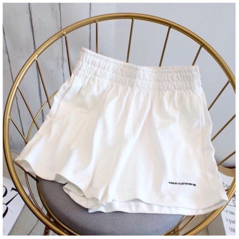 Quần Short Đũi Thêu Chữ Nhỏ Nữ [FREESHIP]  Shorts Đùi Ống Rộng, Sooc Cạp Chun Màu Trắng Đen,Sọt Ngắn Ulzzang
