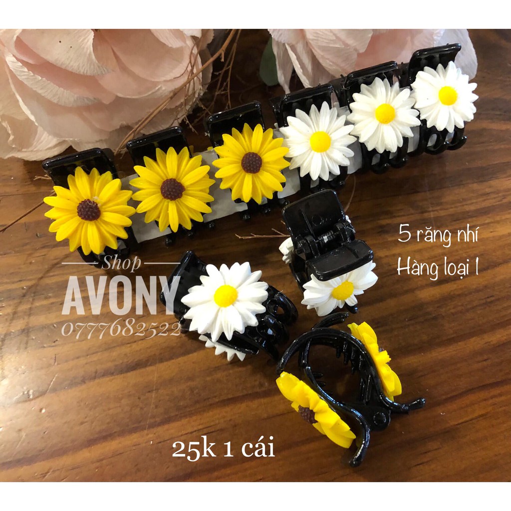 kẹp tóc càng cua 3 - 5 răng nhí đính hoa cúc HOẠ MI loại 1