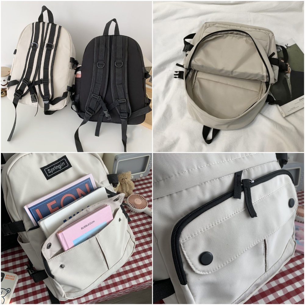Balo Nam Nữ Thời Trang Springin 2 Màu Basic, Balo Mang Đi Học Đi Chơi