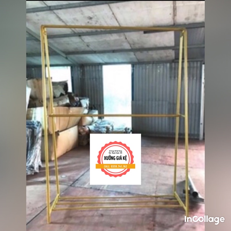 ( Loại dày - Ảnh thật )KỆ CHỮ A 2 TẦNG MÀU VÀNG - SÀO TREO HAI TẦNG