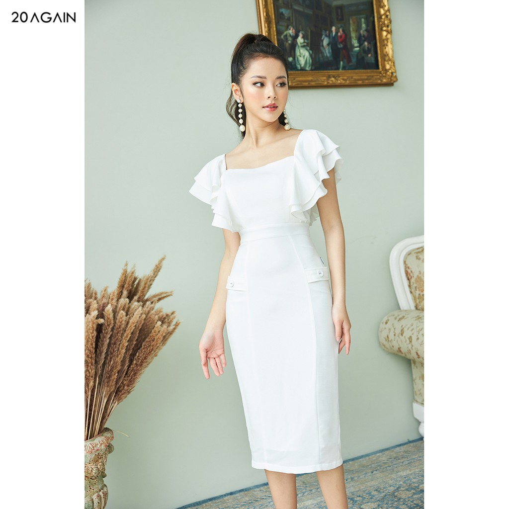 Đầm váy ôm công sở 20AGAIN đủ màu, đủ size bèo 2 bên vai DOA1166 | BigBuy360 - bigbuy360.vn