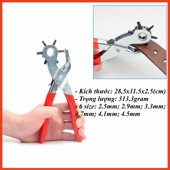 [HANG LOẠI 1 ] Kềm Bấm Lỗ Thắt Lưng, Dây Nịt,  Kìm đục Lỗ Dây Đồng Hồ  Thiết Kế Thông Minh Với 6 Đầu Bấm