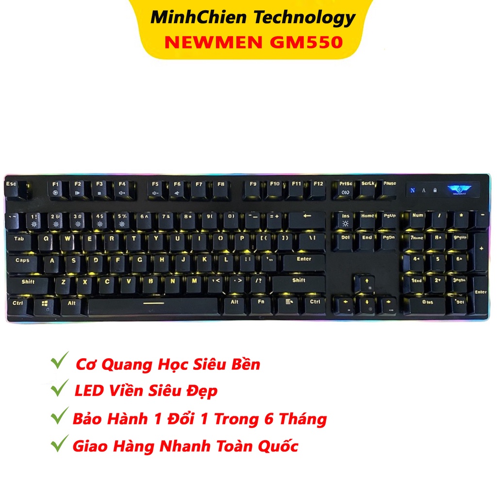 Bàn Phím Cơ Gaming Newmen GM550 Yellow LED- Like New Bảo Hành 6 Tháng