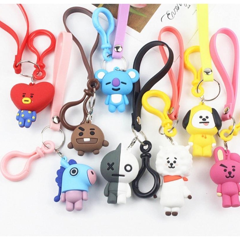 Móc khóa gắn hình các nhân vật hoạt hình BT21 dễ thương