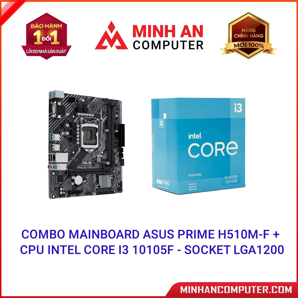 Combo Mainboard ASUS Prime H510MF + CPU INTEL Core i3 10105F Socket LGA1200