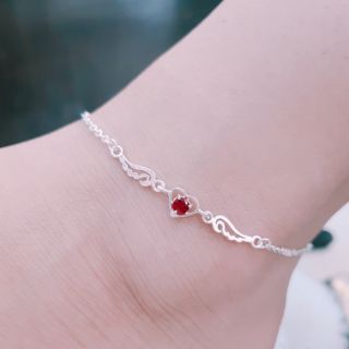 Lắc chân bạc hình trái tim