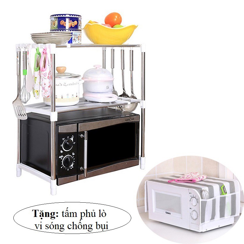 Kệ để lò vi sóng co dãn + tặng tấm phủ lò vi sóng