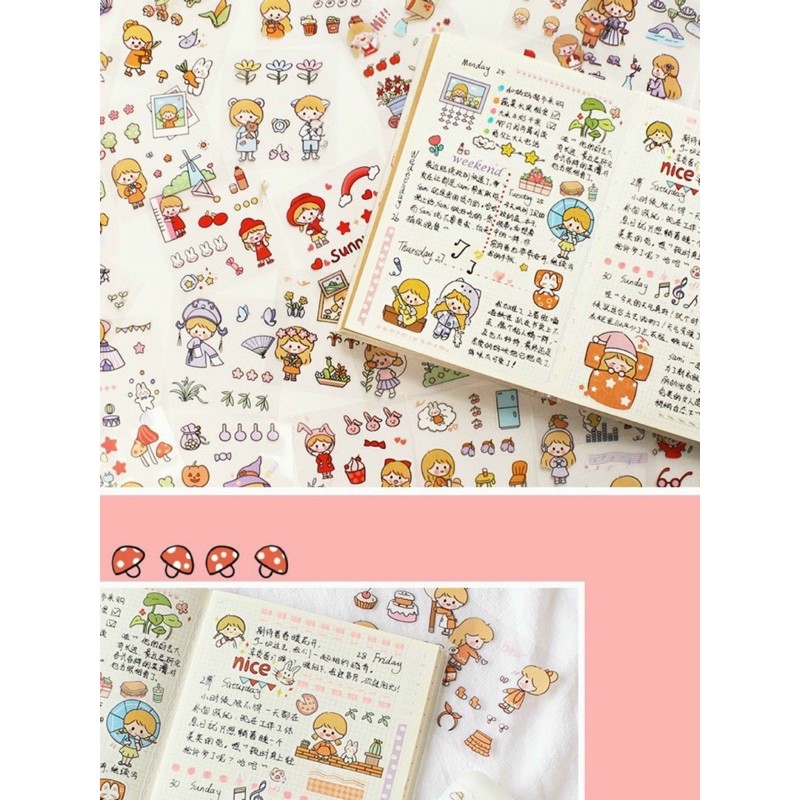 BỘ 1000 STICKER TELADO CÔ GÁI VÀ BÉ THỎ