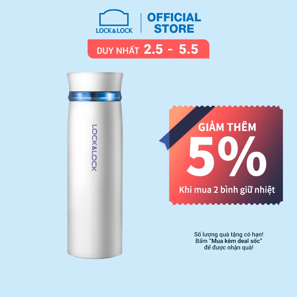 Bình giữ nhiệt Lock&Lock Feather Light 450ml - Màu Trắng / Xanh [LHC4131WB]