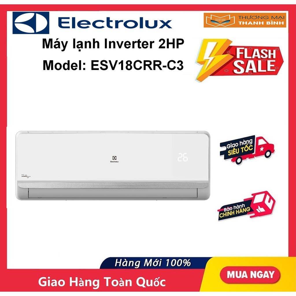 [Mã ELHA10 giảm 6% đơn 5TR] Điều hòa 1 chiều Inverter Electrolux 2HP ESV18CRR-C3 - 18.000BTU