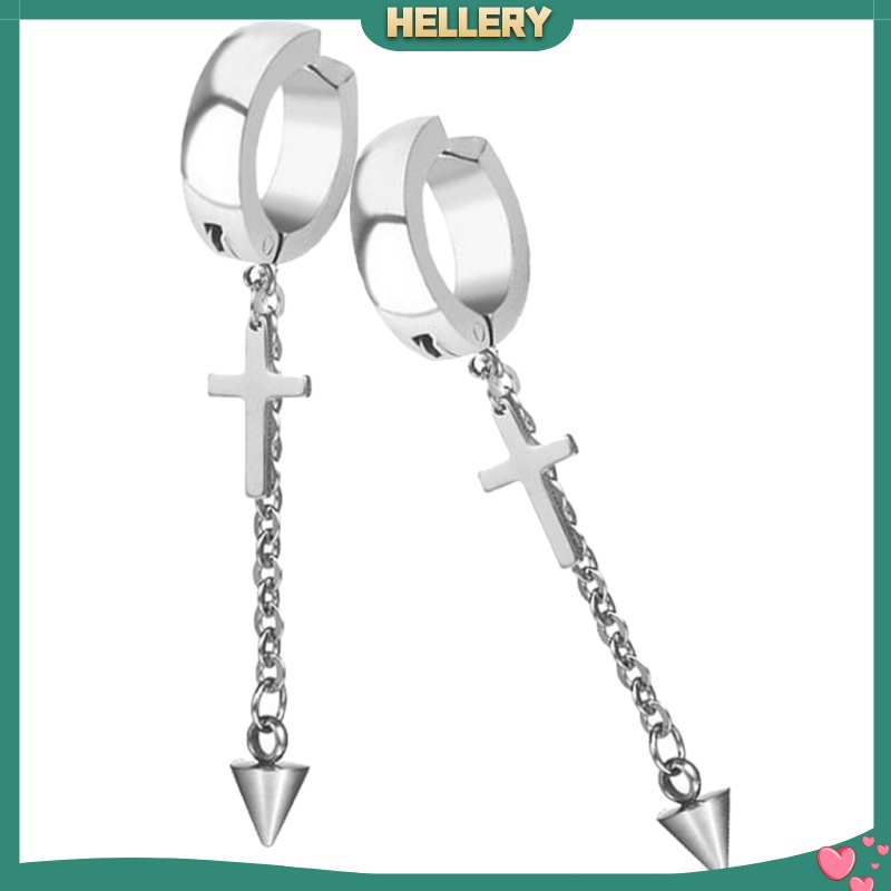 Khuyên kẹp vành tai dáng dài không cần xỏ lỗ mặt hình Thánh giá phong cách punk cho nam và nữ