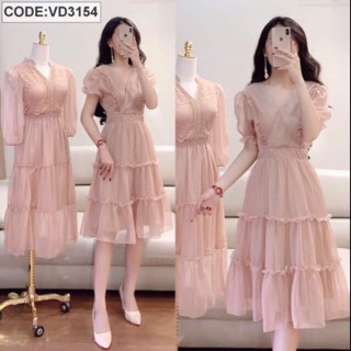 Đầm voan hồng nhúng bèo tay lỡ