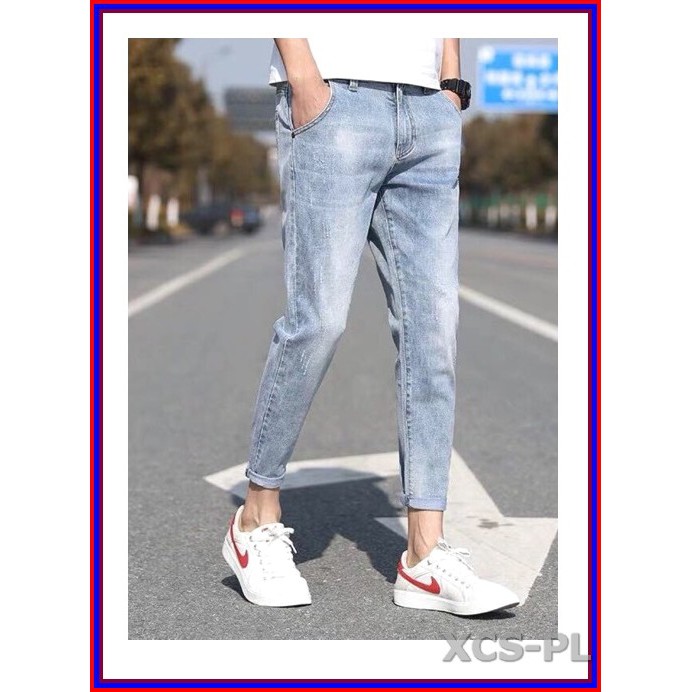 Quần jean nam cao cấp xanh bạc xước nhẹ 5678 không xù lông, không ra màu, chất giãn tốt 5n.3.163