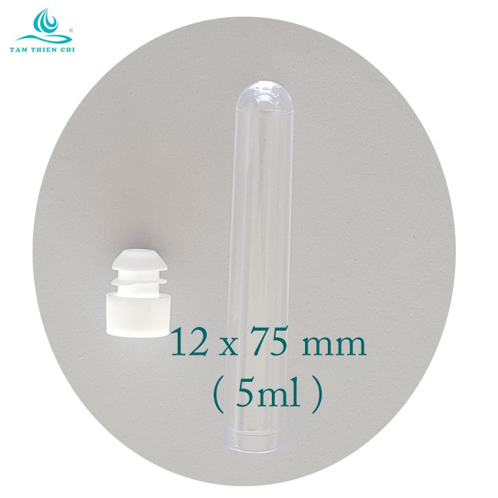 Ống nghiệm nhựa 5ml PS màu trắng có nắp 2 tầng không nhãn HTM túi 500 cái TTC