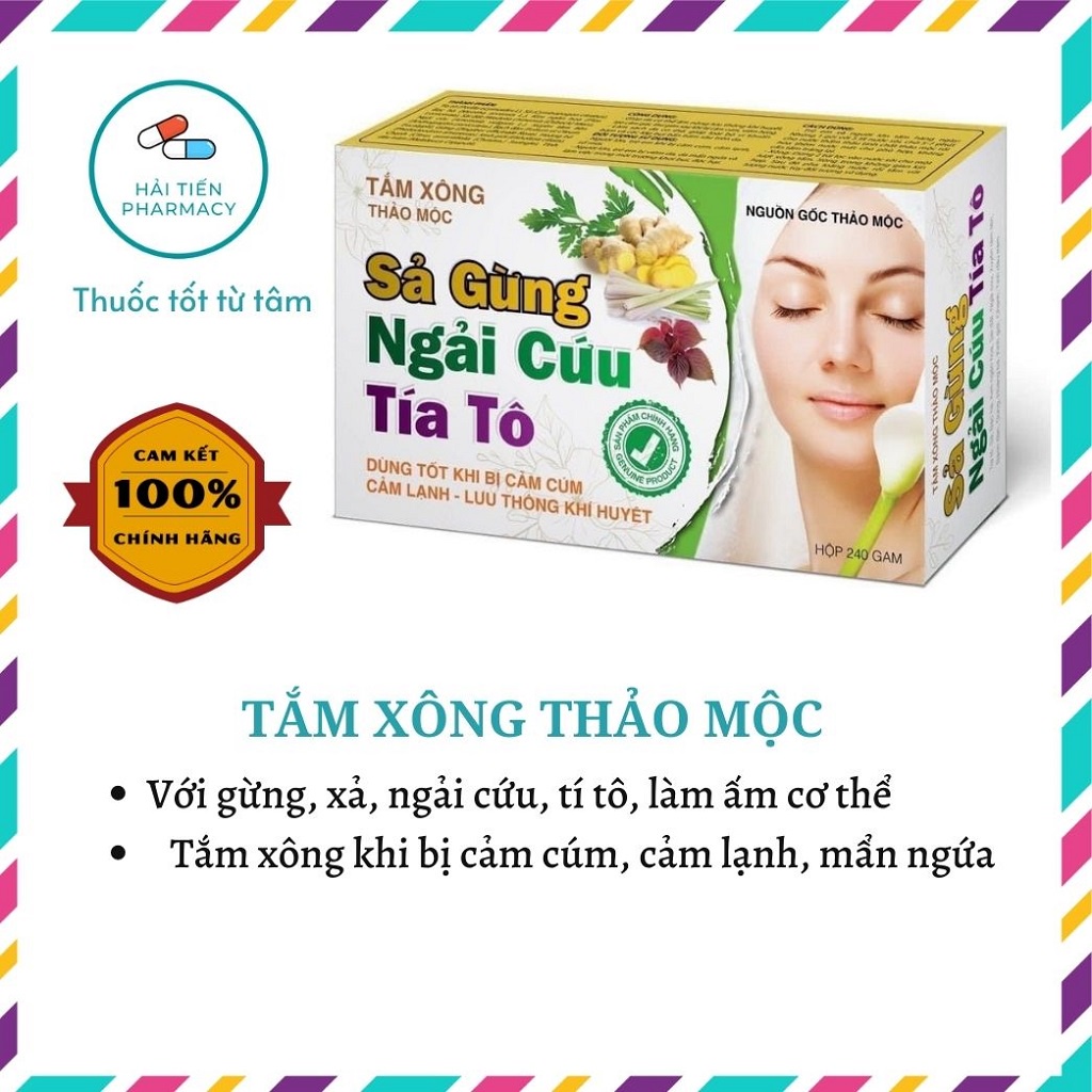 Tắm xông thảo mộc gừng, sả, ngải cứu, tia tô giúp thư giãn làm ấm cơ thể khi cảm cúm hôp 240g