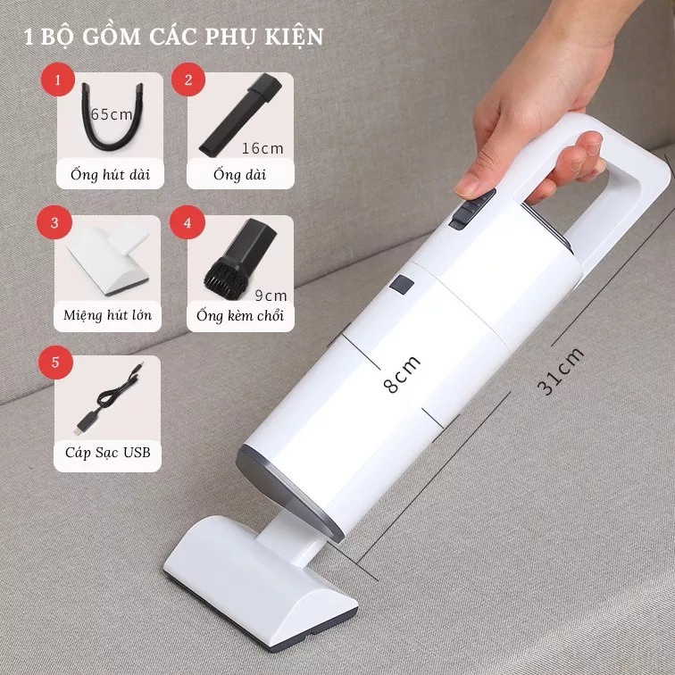 Máy hút bụi gia đình12V Công suất cao không dây 120W máy hút bụi ô tô  hút mạnh Cũng có thể hút lông thú cưng