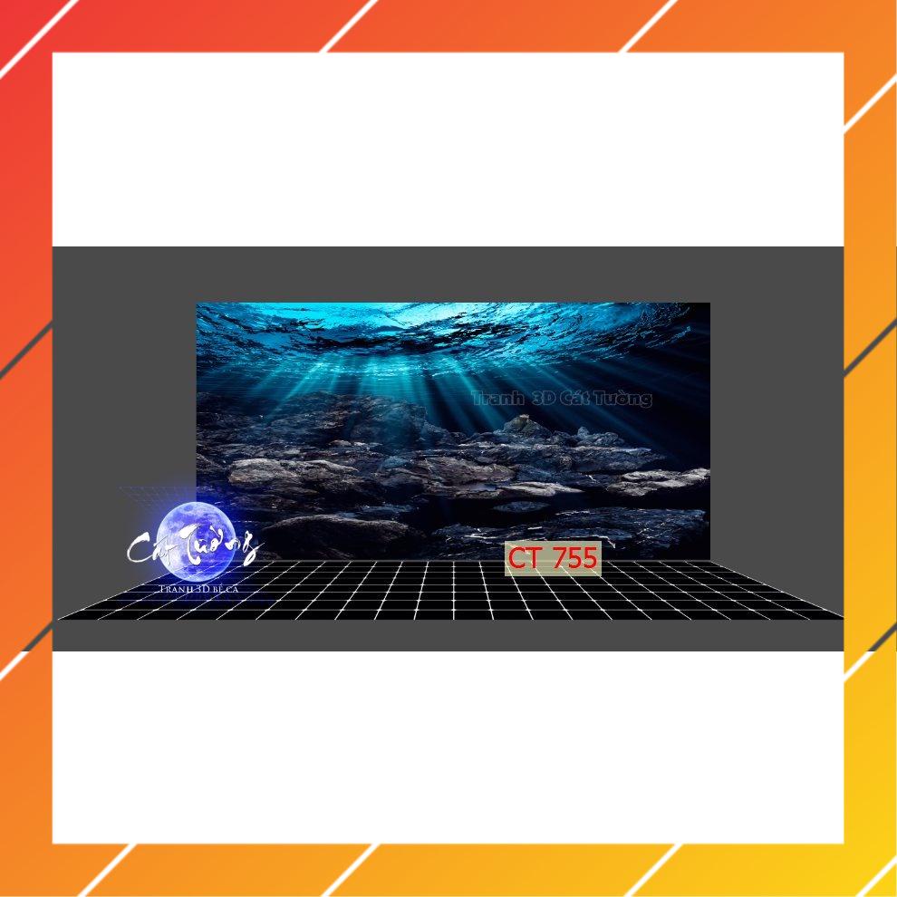 tranh 3d. tranh dán bể cá thủy sinh, bể cá rồng (tranh lưng)