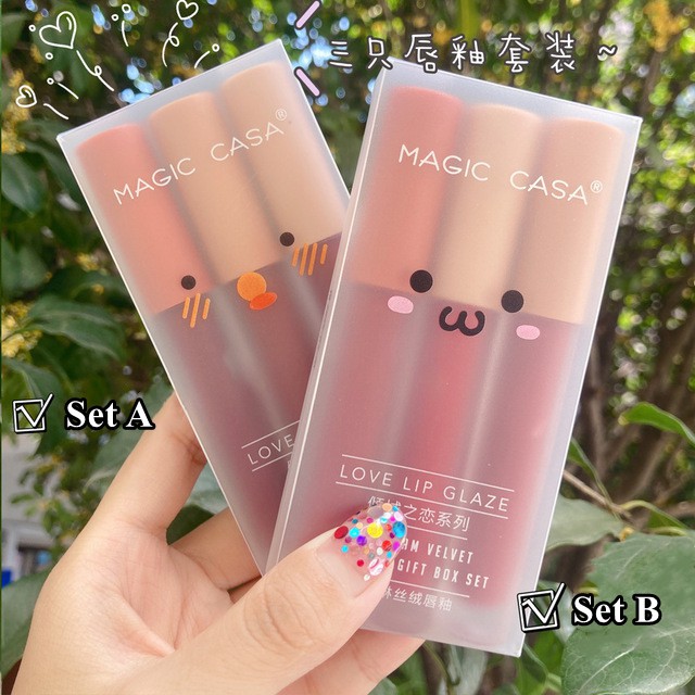 Set 3 Son Kem Lì MAGIC CASA Siêu Xinh Chất Mềm Và Mịn Môi Cao Cấp