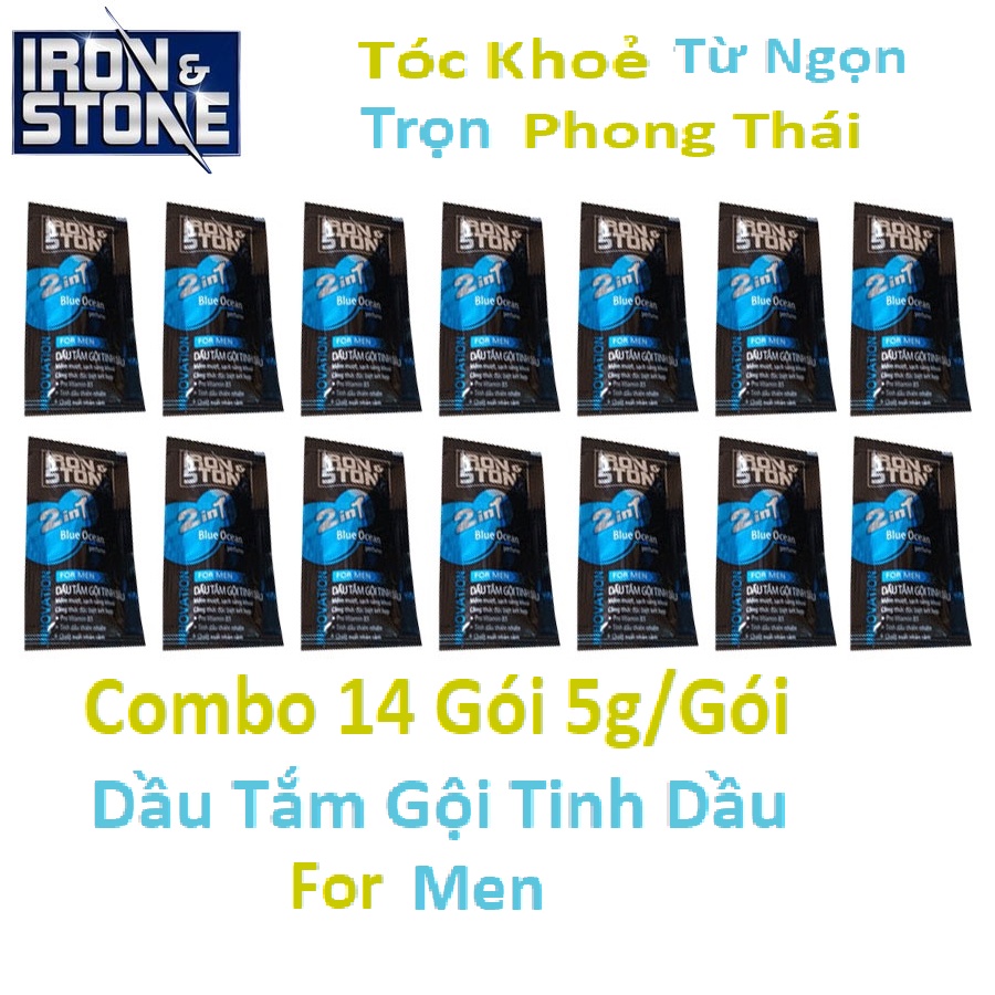 Combo 14 gói SỮA TẮM GỘI TINH DẦU INNOVATION 2 IN 1 HƯƠNG BLUE OCEAN FOR MEN - SỐNG CHỌN ĐAM MÊ