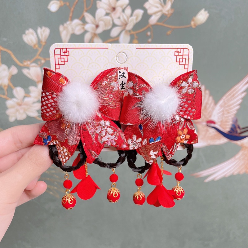 1 Cặp Trâm Cài Tóc Hình Nơ / Thỏ / Hoa Phong Cách Hán Phục Trung Hoa Dễ Thương Dành Cho Bé Gái