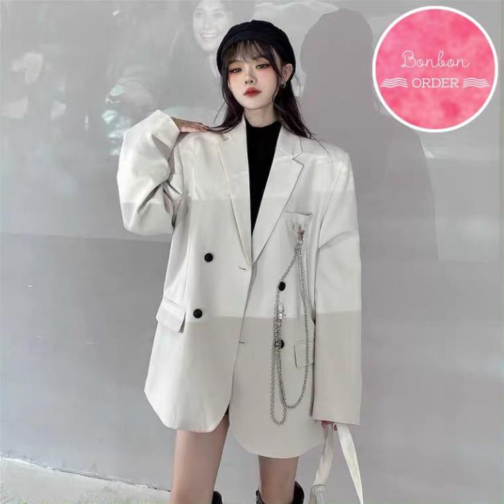 ÁO BLAZER FORM RỘNG KÈM CHAIN -