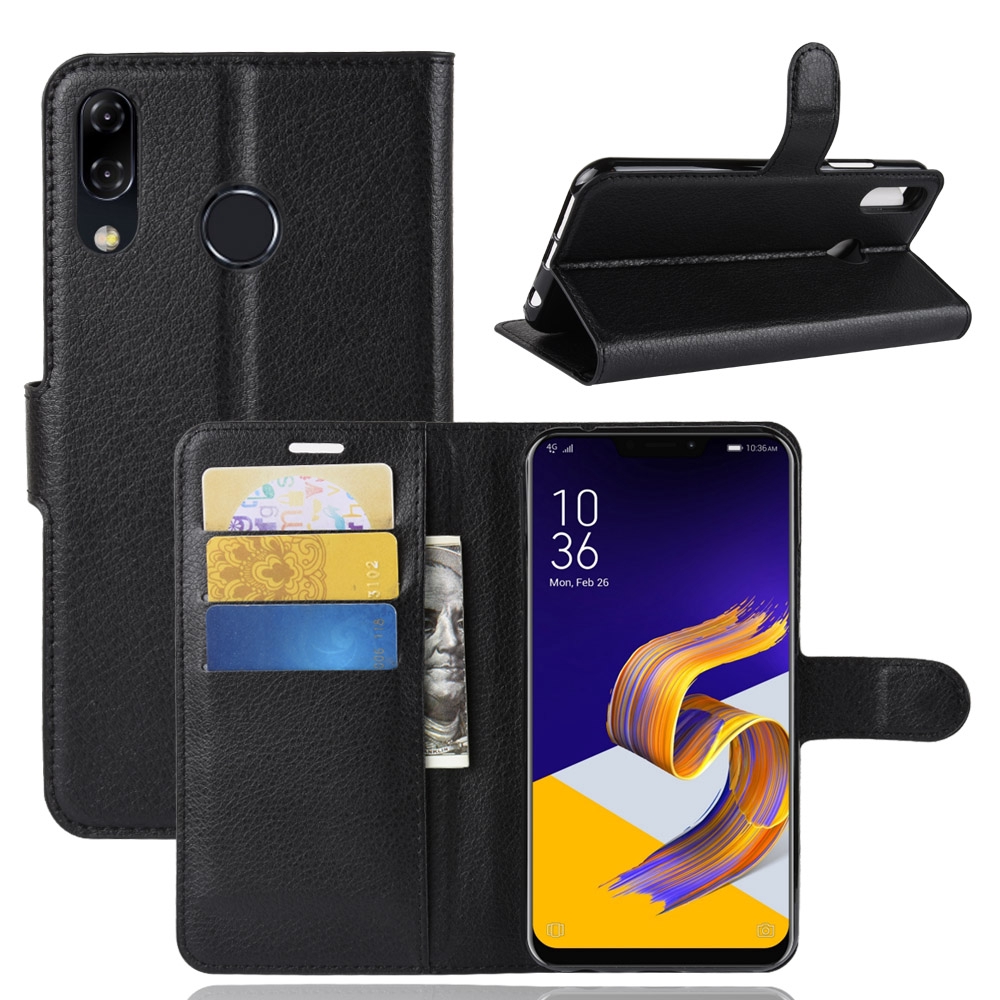 Bao da điện thoại màu trơn có ngăn đựng thẻ tiện dụng cho Asus Zenfone 5 ze620kl