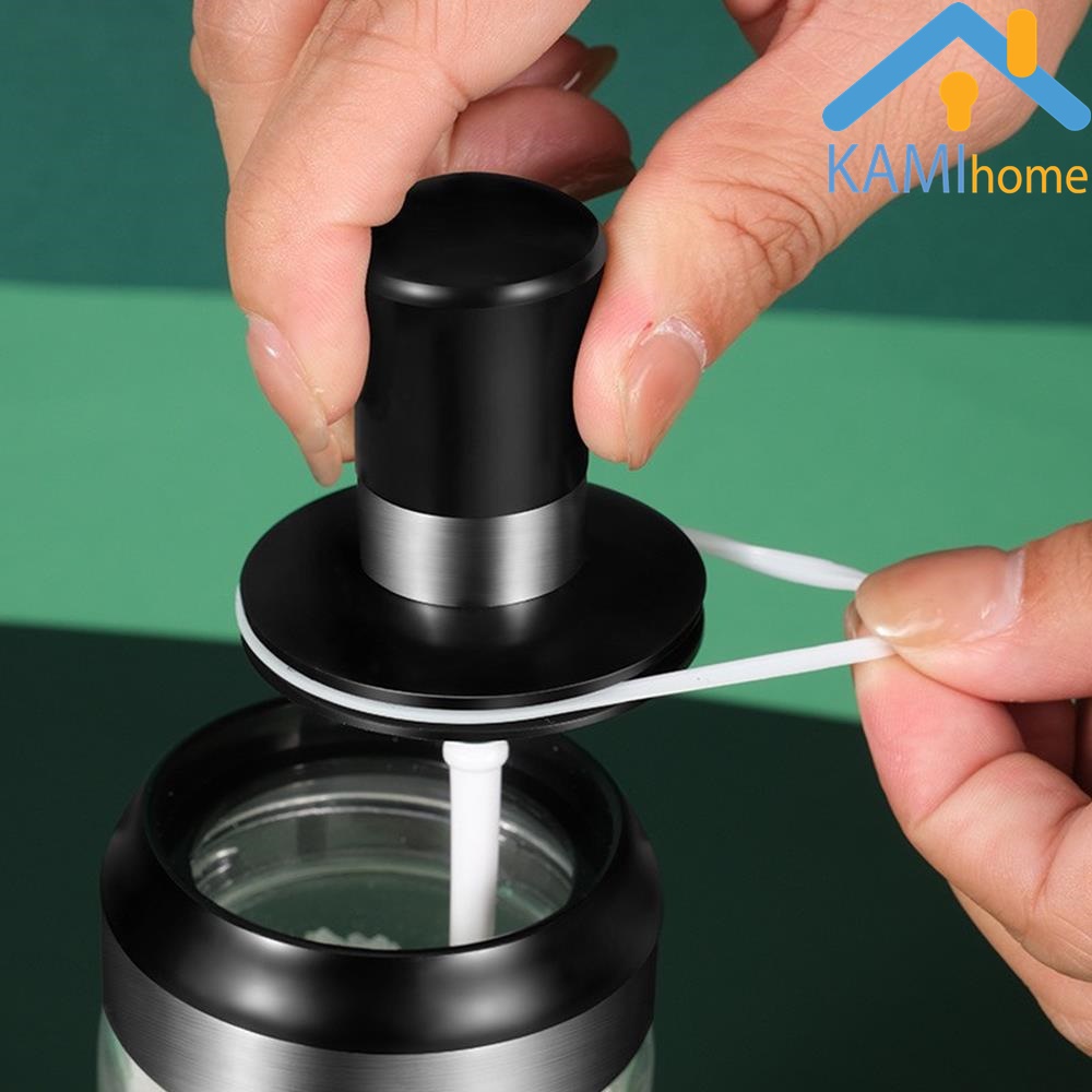 Lọ đựng gia vị hũ thủy tinh có thìa xúc tiện lợi nắp xoáy giăng chống tràn nước hình Tròn mã 20082