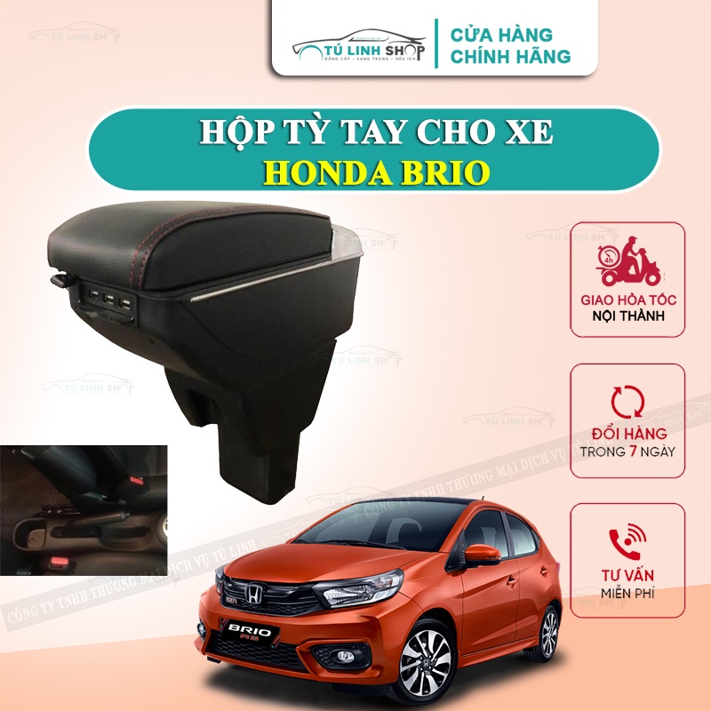 Hộp tỳ tay xe Honda Brio cao cấp tích hợp cổng sạc USB - Bảo hành 12 tháng