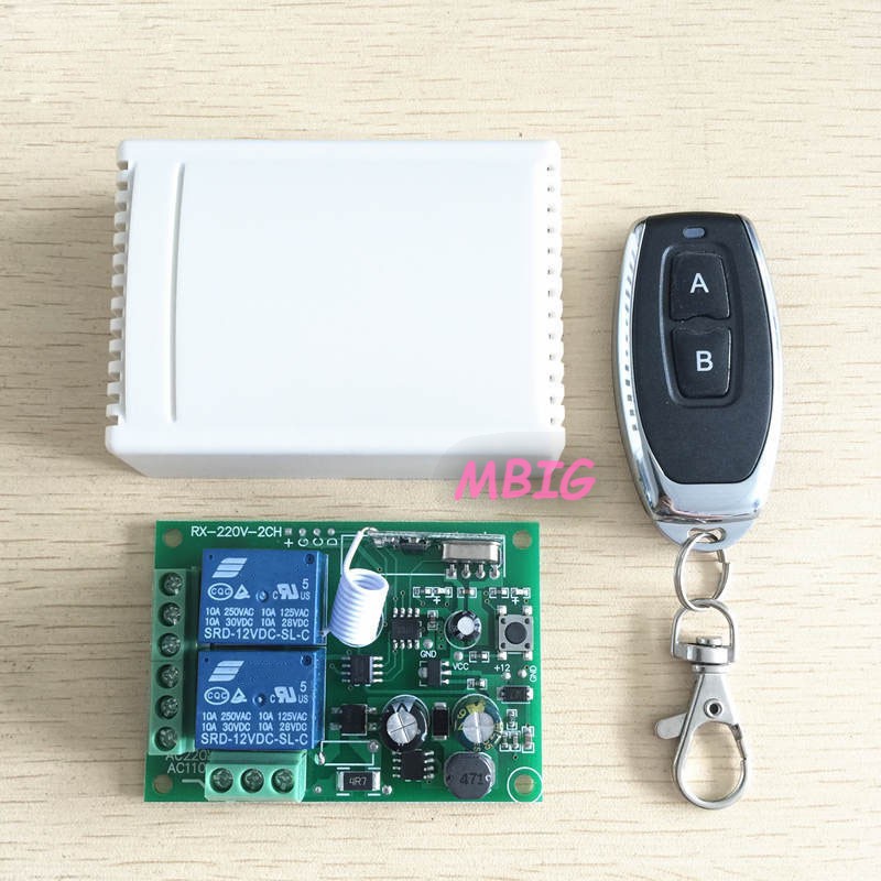 Mô đun công tắc không dây điều khiển từ xa 433 Mhz 220V 2CH đi kèm điều khiển từ xa RF 433Mhz