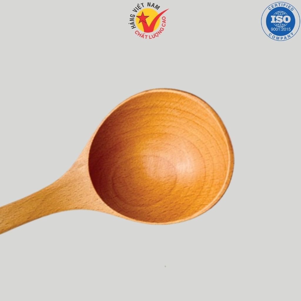 Muỗng Múc Canh Thìa Canh Chất Liệu Gỗ BEECH Cán Dài 25 Cm Mui Tròn