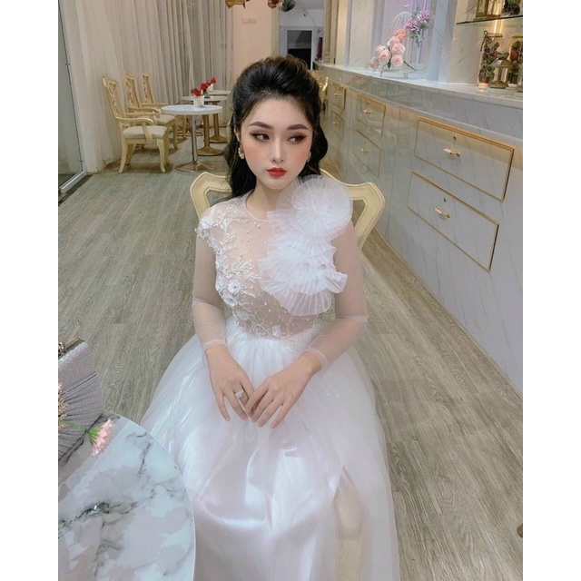 ĐẦM CÔNG CHÚA ĐÍNH HOA KẾT HẠT FULL SIZE S/M/L/xL