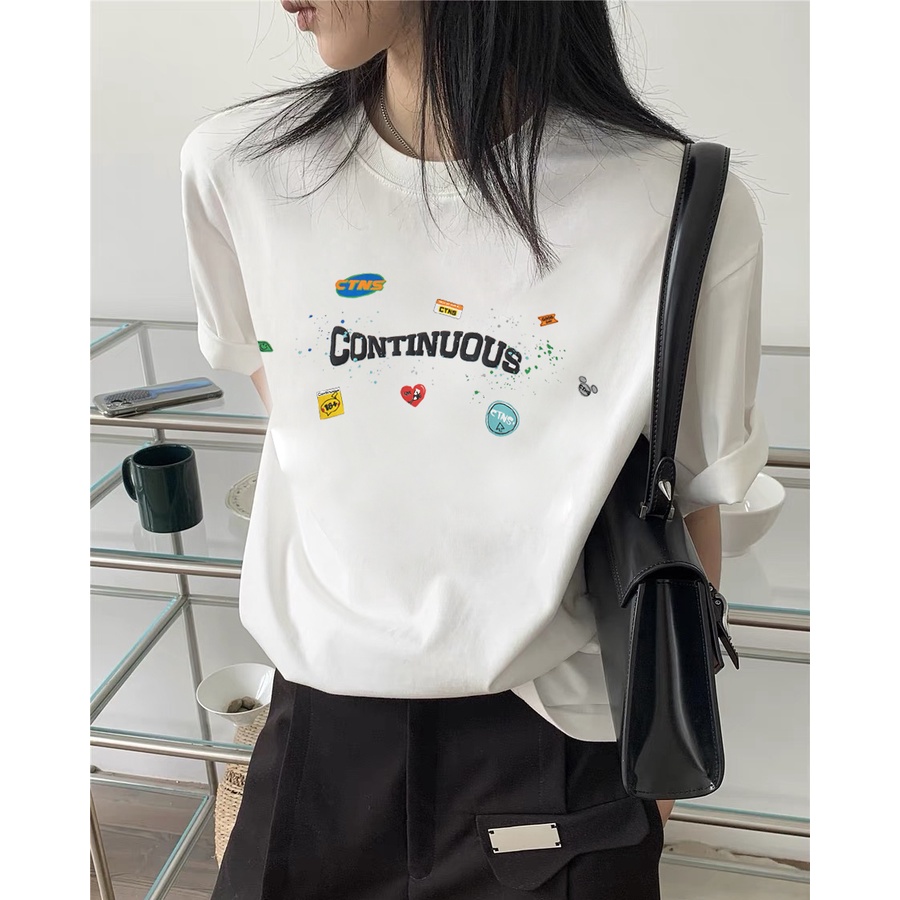 Áo thun Continuous - CTNS - STICKER - VẨY SƠN/ White