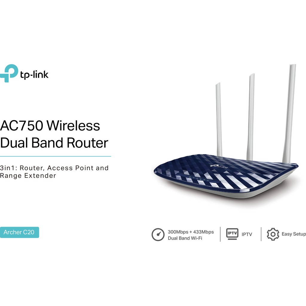 Bộ Phát Sóng Wifi Băng Tần Kép AC750 TP-Link Archer C20 | BigBuy360 - bigbuy360.vn