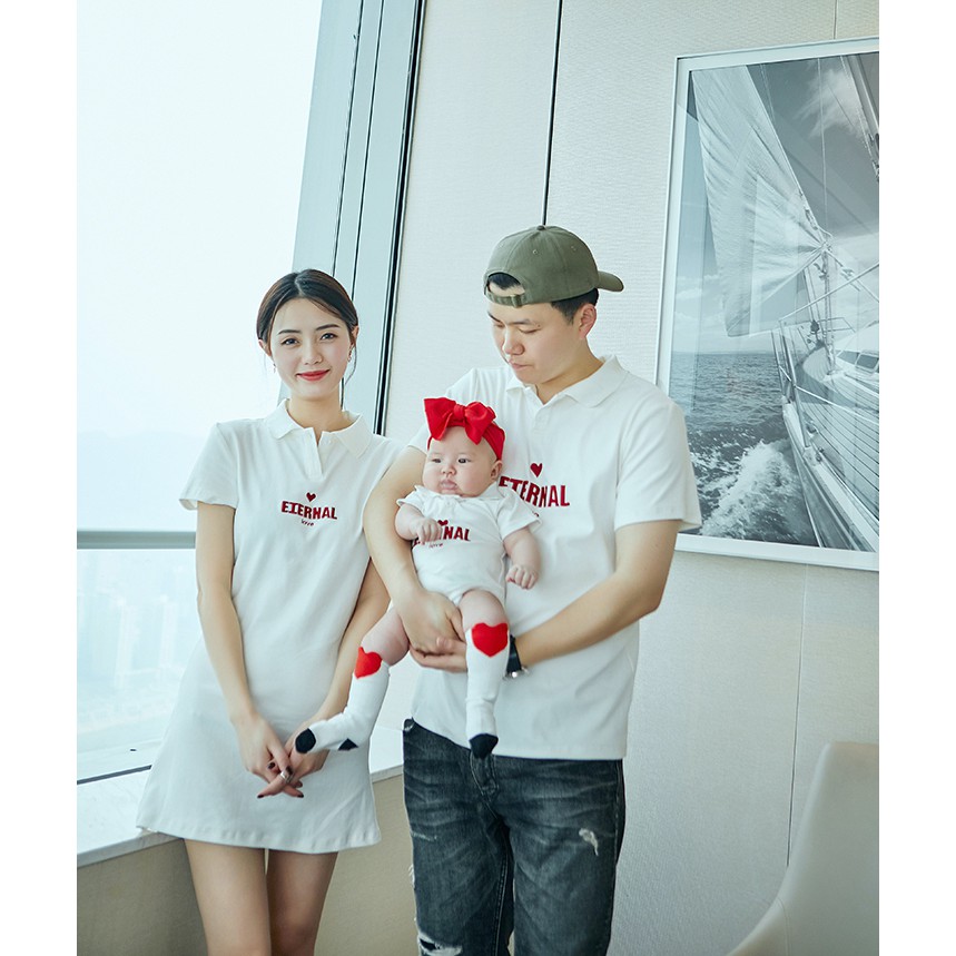 Áo gia đình Familylove - Đồng phục gia đình họa tiết chữ ETERNAL chất Ca Cá cao cấp siêu mềm mịn