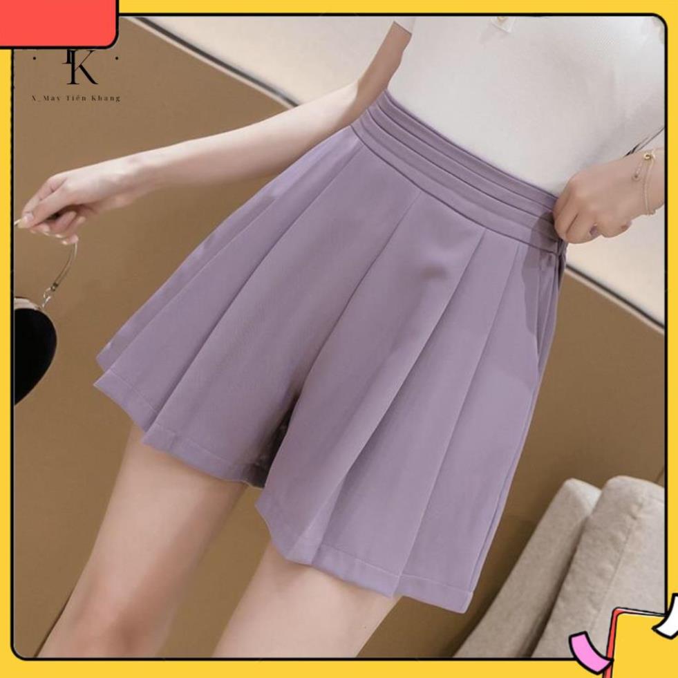 Quần short xếp ly tuyết mưa siêu xinh, Quần đùi nữ dáng váy cạp cao mã 208