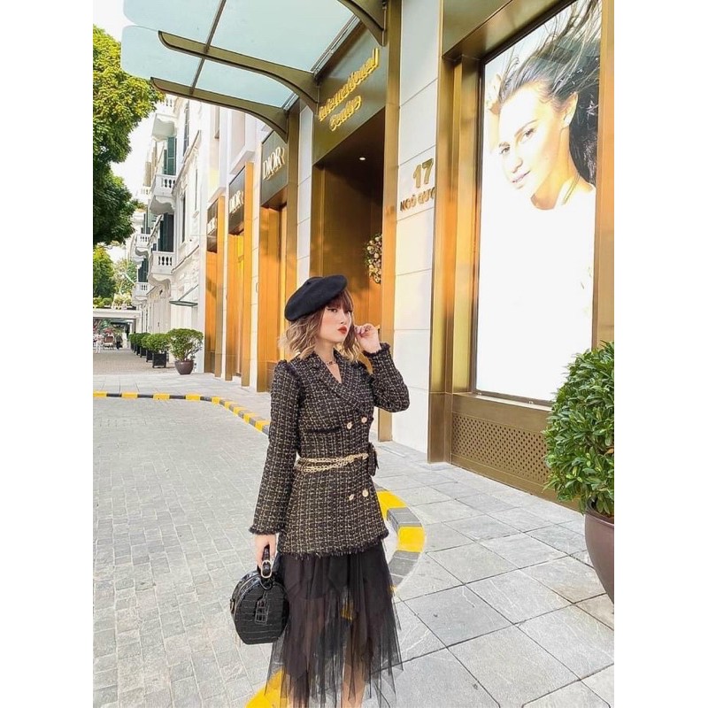 Vest dạ nhũ kèm túi